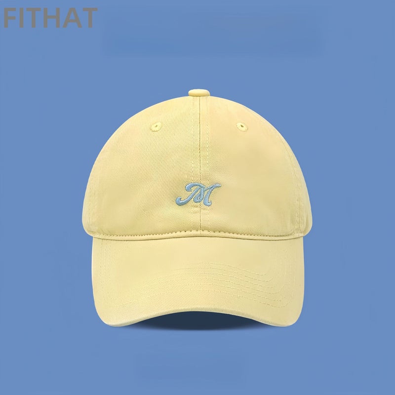 Korean Style Small Fresh Simple Letter Embroidered Baseball Cap Women'S Summer Fashion All-Match Milk Yellow Couple Cap - Image 2